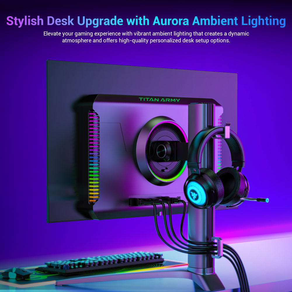 TITAN ARMY G27T8T Gaming Monitor, 26.5-inch 2560*1440 QD-OLED Screen, 360Hz Refresh Rate, 0.03ms GTG, 1000 nits, HDR 400, Adaptive-Sync, Game Assist, 65W Type-C Charging, Dual Speakers, Ambient Light, 2*HDMI 2.1 1*DP 1.4 1*USB-A 1*USB-B 1*Audio