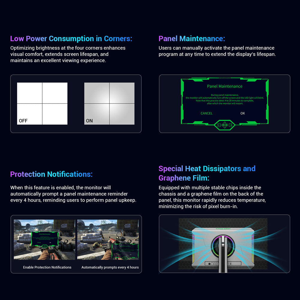 TITAN ARMY G27T8T Gaming Monitor, 26.5-inch 2560*1440 QD-OLED Screen, 360Hz Refresh Rate, 0.03ms GTG, 1000 nits, HDR 400, Adaptive-Sync, Game Assist, 65W Type-C Charging, Dual Speakers, Ambient Light, 2*HDMI 2.1 1*DP 1.4 1*USB-A 1*USB-B 1*Audio