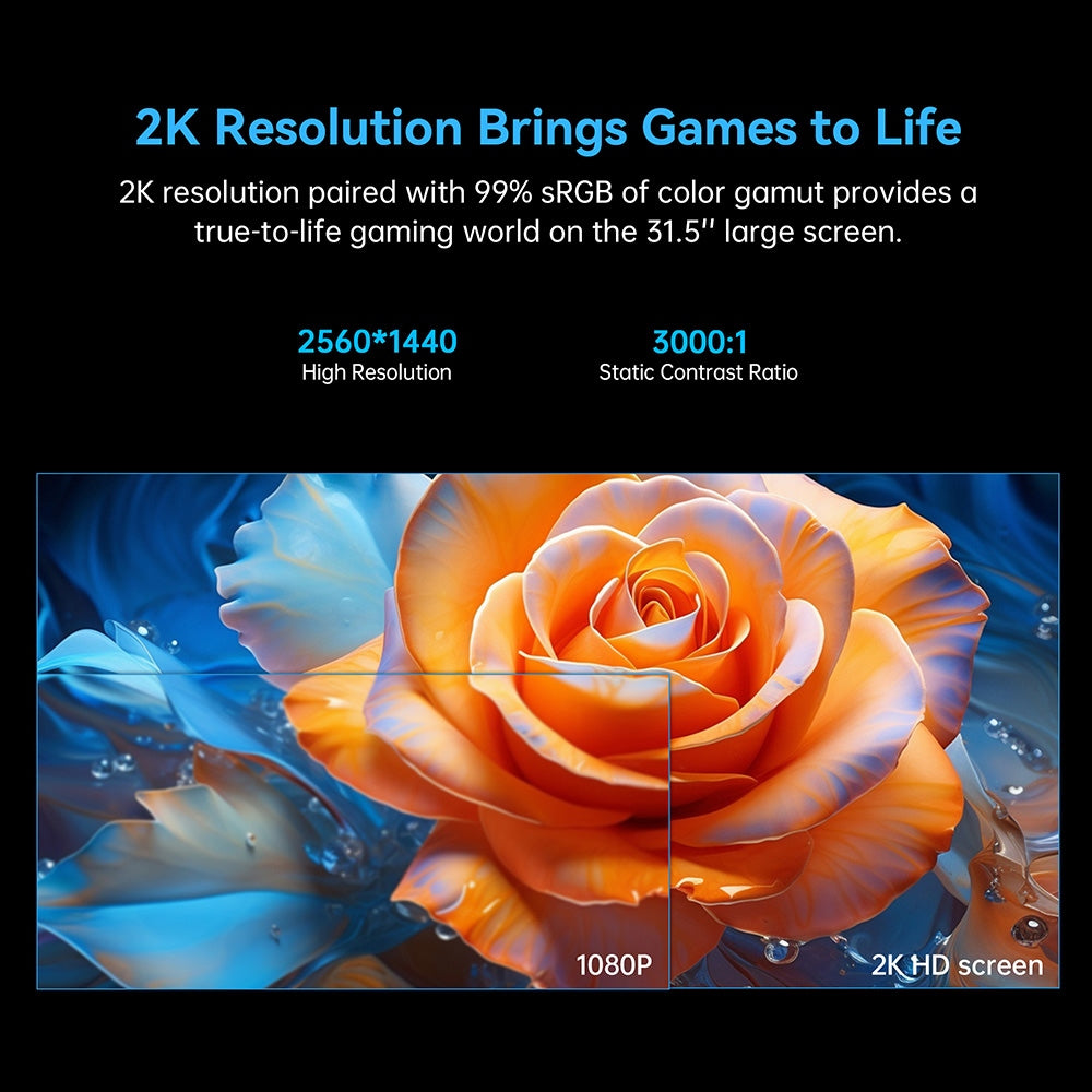 TITAN ARMY N32SQ PLUS Curved Gaming Monitor, 31.5-Inch 1500R 16:9 VA Panel, 144Hz Refresh Rate, 2560x1440 HD, 99% sRGB 1ms MPRT Response Time, Low-blue, Support FPS/RTS Gaming Mode, 2*HDMI 2.0 2*DP 1.4 1*Audio, Tilt Adjustment with Wall Mount