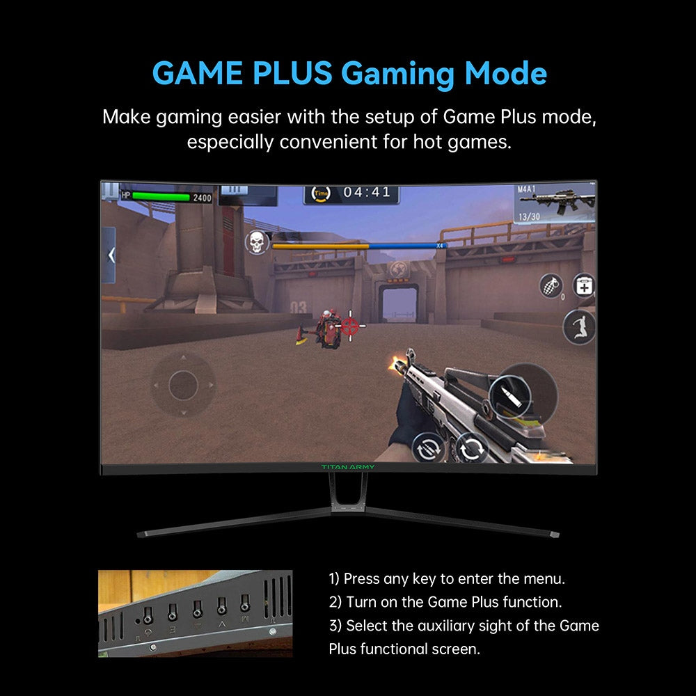 TITAN ARMY N32SQ PLUS Curved Gaming Monitor, 31.5-Inch 1500R 16:9 VA Panel, 144Hz Refresh Rate, 2560x1440 HD, 99% sRGB 1ms MPRT Response Time, Low-blue, Support FPS/RTS Gaming Mode, 2*HDMI 2.0 2*DP 1.4 1*Audio, Tilt Adjustment with Wall Mount
