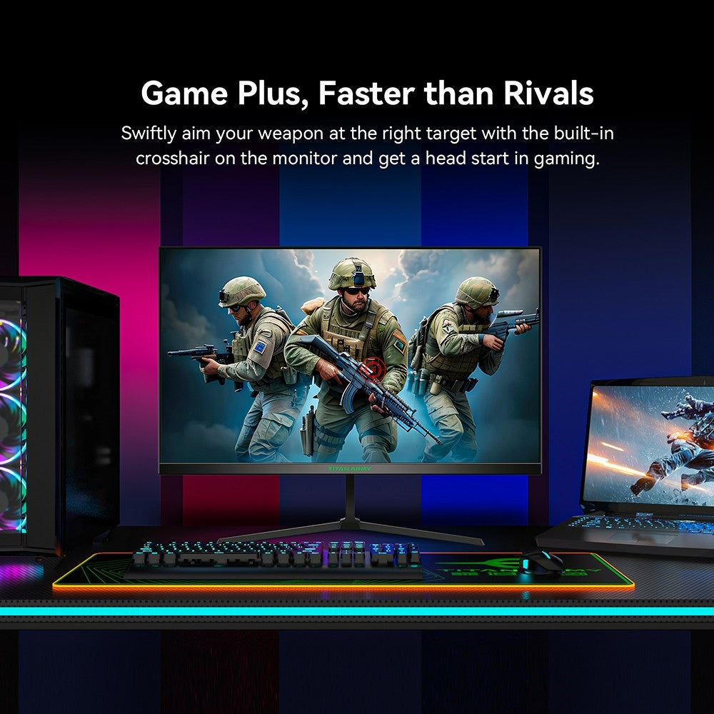 TITAN ARMY P24H2P Gaming Monitor, 24-Inch IPS Panel, 100Hz Refresh, 1920x1080 FHD Resolution, 99% sRGB, Adaptive Sync, Intelligent DCR Optimization, Low-blue Light, 1*HDMI1.4 1*VGA 1*Audio, Tilt Adjustment VESA Mount