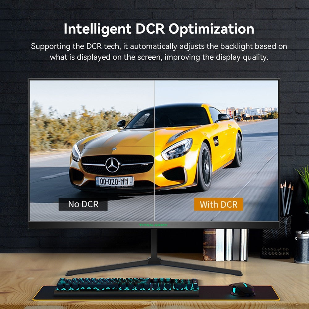 TITAN ARMY P24H2P Gaming Monitor, 24-Inch IPS Panel, 100Hz Refresh, 1920x1080 FHD Resolution, 99% sRGB, Adaptive Sync, Intelligent DCR Optimization, Low-blue Light, 1*HDMI1.4 1*VGA 1*Audio, Tilt Adjustment VESA Mount
