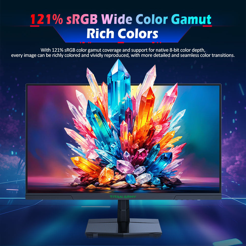 TITAN ARMY P2510HS Gaming Monitor, 24.5-inch 1920*1080 CSOT Fast IPS Screen, 300Hz Refresh Rate, HDR400, 121% sRGB, 1ms GTG Response Time, Adaptive-Sync, Hardware Low Blue Light, Gaming Assist, PIP/PBP Display, VESA Mounting