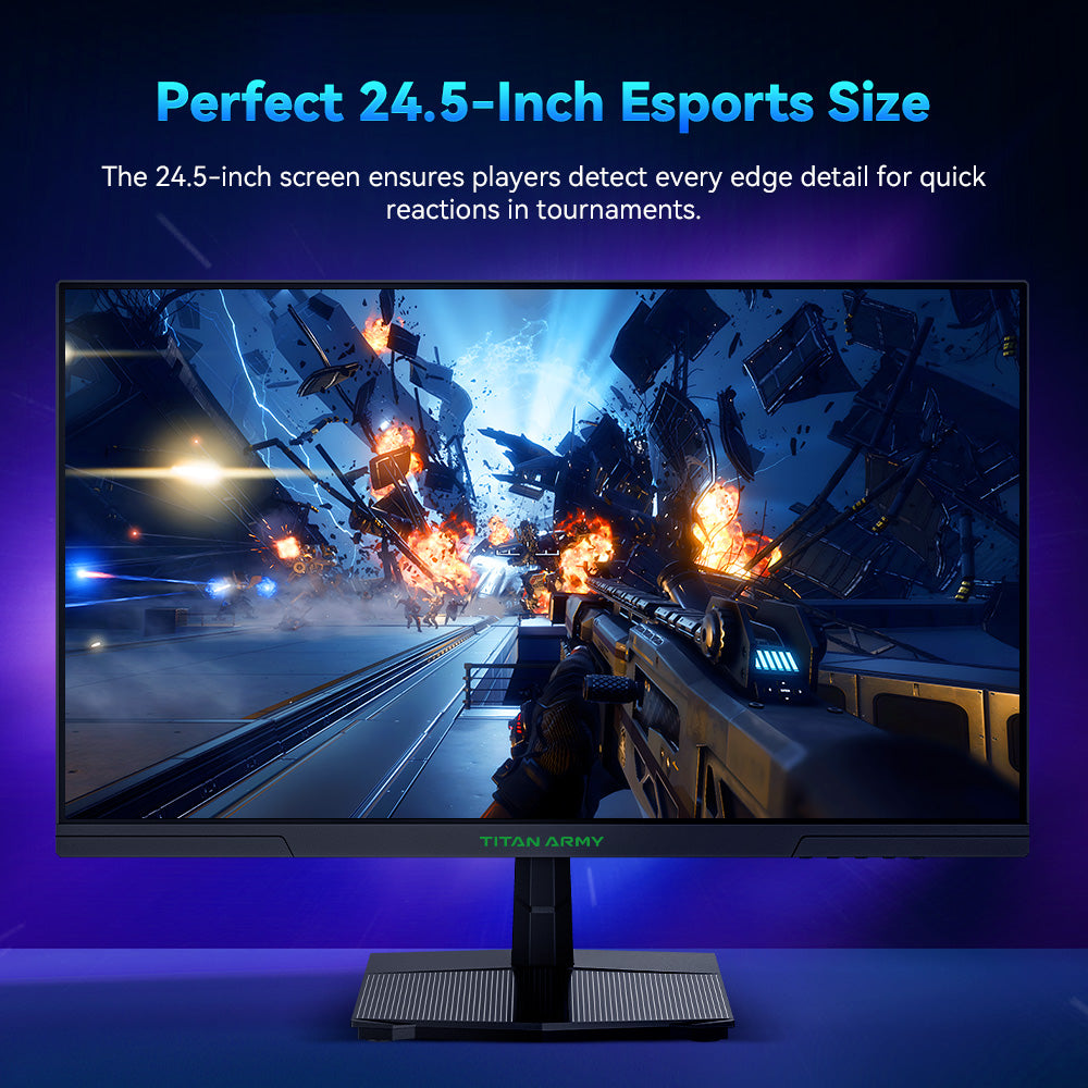 TITAN ARMY P2510S Gaming Monitor, 24.5'' 2560*1440 QHD FAST IPS Screen, 240Hz Refresh Rate, 1ms GTG, 95% DCI-P3, HDR10, Adaptive-Sync, Dynamic OD, Game Rush Mode, PIP & PBP Display, Versatile Picture Modes, Low Blue Light, VESA Wall Mounting