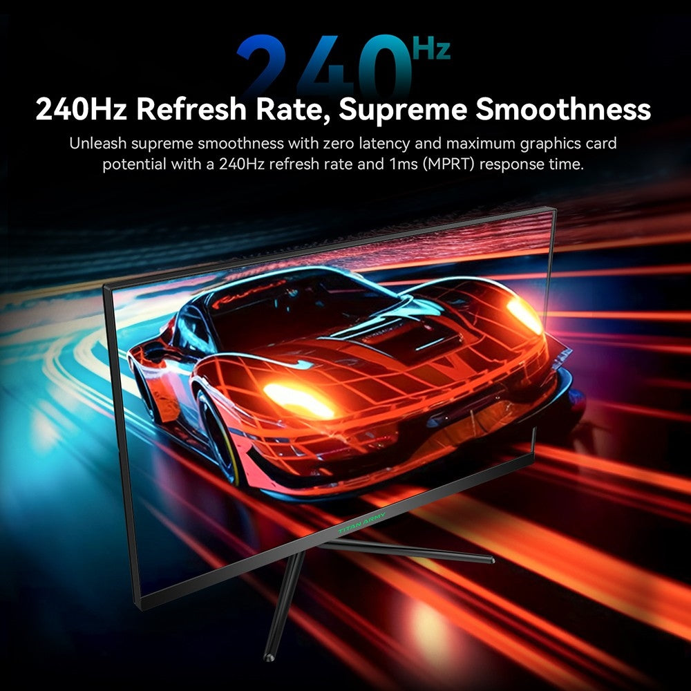 TITAN ARMY P25A2H Gaming Monitor, 25-inch 1920x1080 FHD Screen, 240Hz Refresh Rate, 1ms MPRT, Adaptive Sync, 178° Viewing Angle, 95% DCI-P3 Color Gamut, Support FPS/RTS Game Mode, PIP & PBP Display, Low Blue Light, Wall Mount