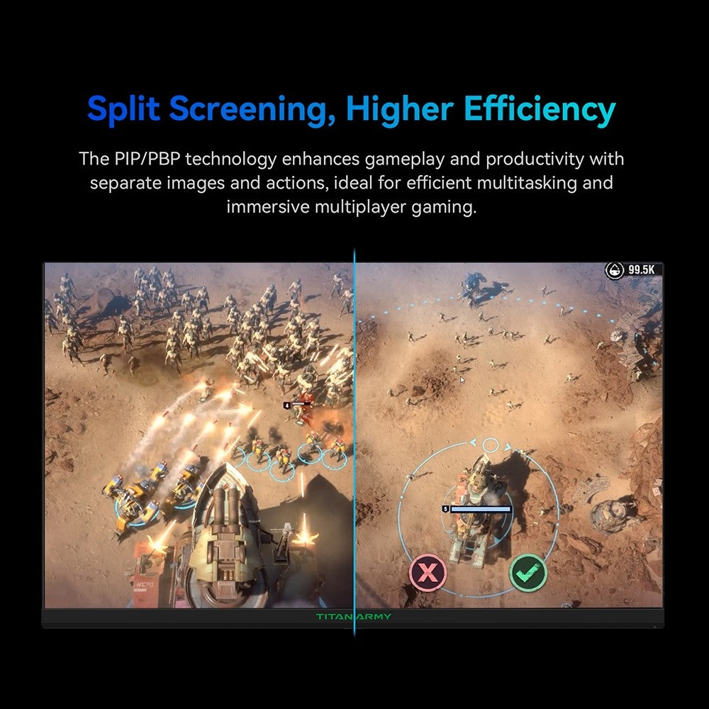 TITAN ARMY P25A2H Gaming Monitor, 25-inch 1920x1080 FHD Screen, 240Hz Refresh Rate, 1ms MPRT, Adaptive Sync, 178° Viewing Angle, 95% DCI-P3 Color Gamut, Support FPS/RTS Game Mode, PIP & PBP Display, Low Blue Light, Wall Mount