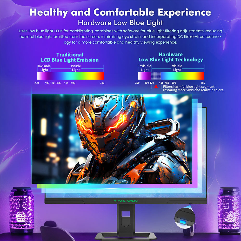 TITAN ARMY P2710S Gaming Monitor, 27-inch 2560*1440 16:9 Fast IPS LCD Screen, 240Hz Refresh Rate, 1ms GTG, HDR 400, Adaptive-Sync, Dynamic OD, Game Mode & 10 scenario Modes, PBP & PIP Split-screen Mode, Rotating Stand, Wall Mounting
