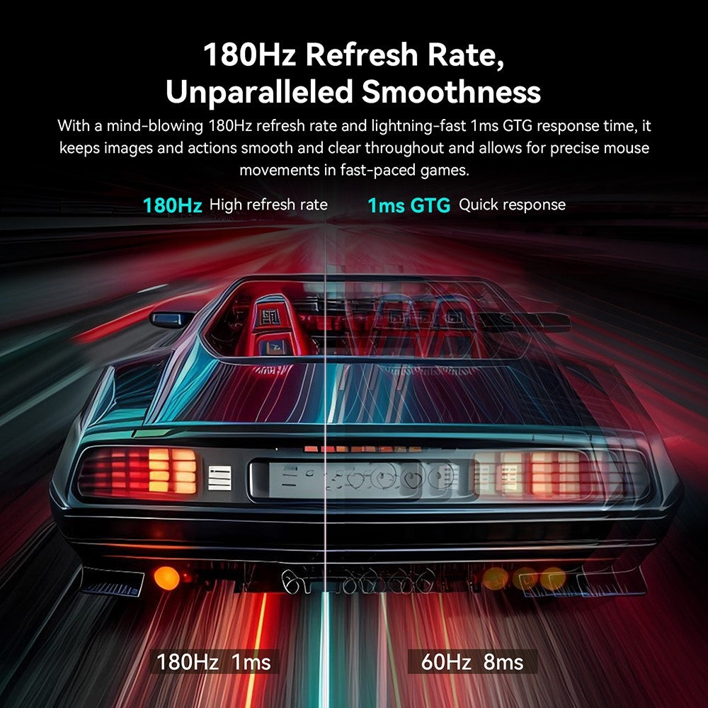 TITAN ARMY P27A2R 27-Inch Gaming Monitor, Fast IPS 180Hz Adaptive Sync, 2560*1440 QHD, 1ms GTG, 95% DCI-P3, Support FPS/RTS Gaming Mode, Low Blue, 2*HDMI 2.0 2*DP 1.4 1*Audio, Adjustable Height VESA Mount