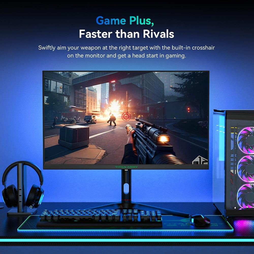 TITAN ARMY P27A2R 27-Inch Gaming Monitor, Fast IPS 180Hz Adaptive Sync, 2560*1440 QHD, 1ms GTG, 95% DCI-P3, Support FPS/RTS Gaming Mode, Low Blue, 2*HDMI 2.0 2*DP 1.4 1*Audio, Adjustable Height VESA Mount