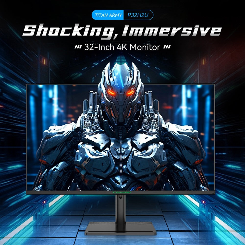 TITAN ARMY P32H2U Commercial Monitor, 32-inch 3840x2160 4K UHD Screen, 60Hz Refresh Rate, HDR10 Brightness, Low Blue Light, Built-in Speaker, 95% DCI-P3 Color Gamut, 65W Full-Featured USB-C Port, VESA Mount