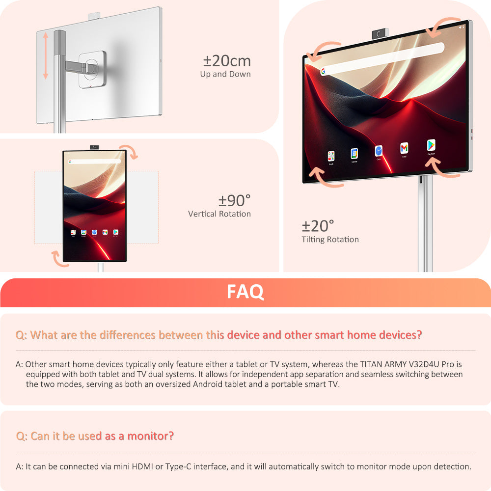 Titan Army V32D4U Pro Flat 16:9 VA UHD 76Hz Portable Smart Screen with Powerful Chipset and Multiple Connection Modes