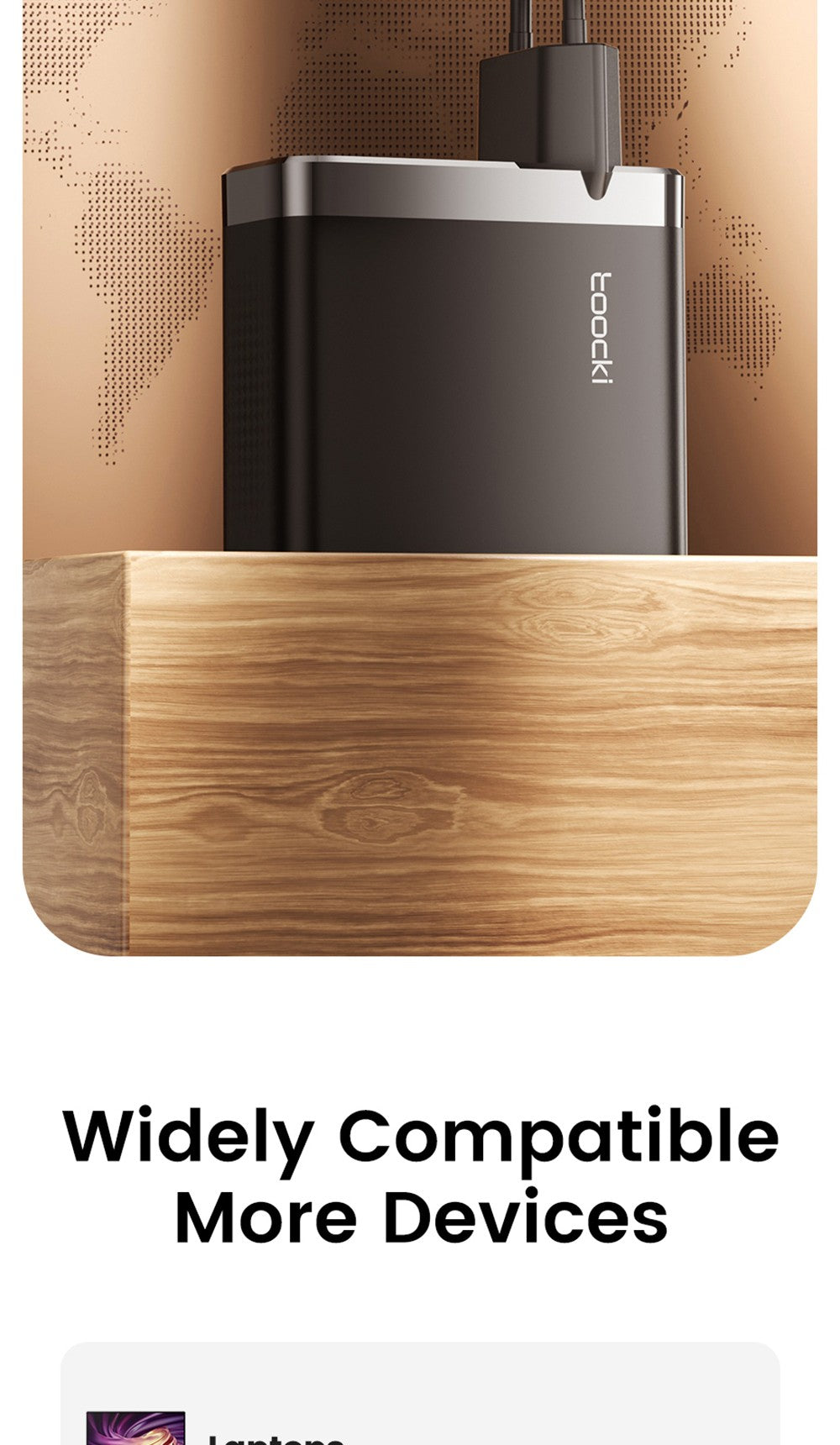 Toocki TCT100-XRB 100W GaN USB Charger, USB-C and USB-A Triple Port PD 3.0, for iPhone, Huawei, Samsung, Tablet, Mobile Phones