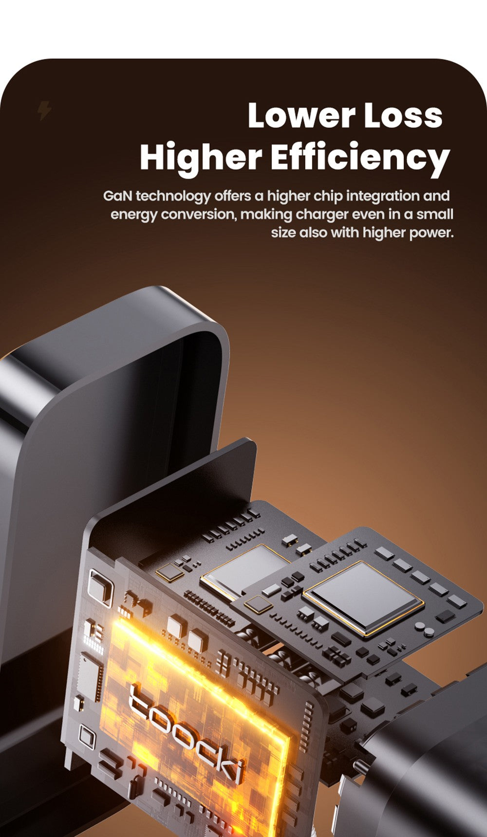 Toocki TCT100-XRB 100W GaN USB Charger, USB-C and USB-A Triple Port PD 3.0, for iPhone, Huawei, Samsung, Tablet, Mobile Phones