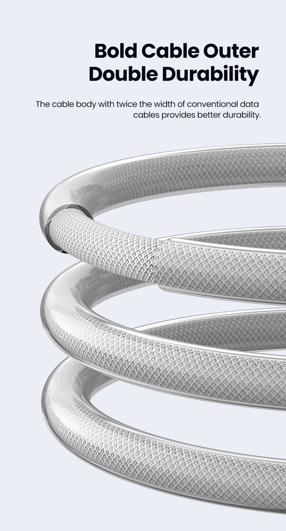 Toocki TXCTT1-ZFZA01 100W Fast Charging Cable, LED Display, Braided Zinc Alloy, 480Mbps Data Transfer, White - 1m