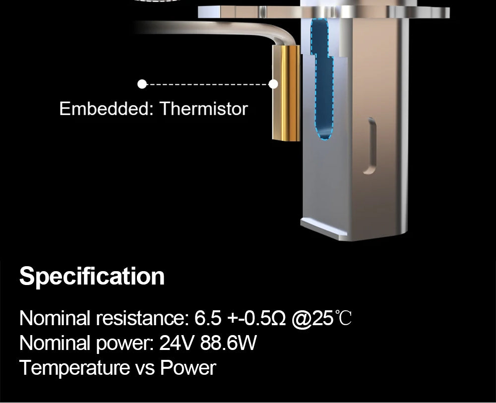 Trianglelab Rapido ACE HF Hotend - PT1000 Thermistor, Compatible with Dragon/Rapido, V6 Adapter