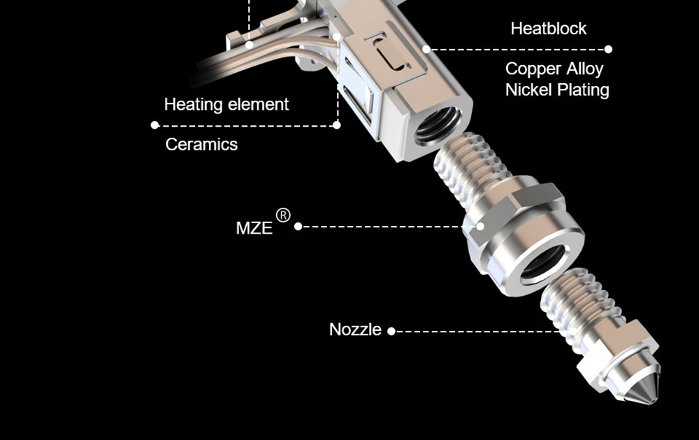 Trianglelab Rapido ACE UHF Hotend - PT1000 Thermistor, Compatible with Dragon/Rapido, V6 Adapter