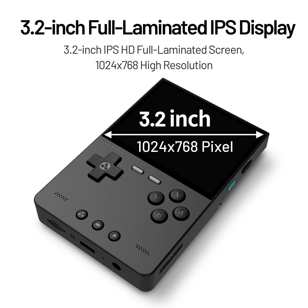 Trimui Brick Handheld Game Console, 256GB TF Card, 3.2-inch 1024*768 IPS Screen, 8GB eMMC Storage, 5 Hours Autonomy, Type-C Fast Charging - Black