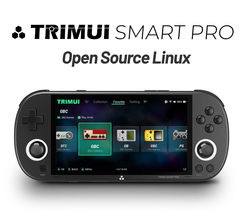 TRIMUI Smart Pro Handheld Game Console, 4.96-inch IPS Screen, Linux OS, 1GB RAM 8GB Storage 256GB TF Card, 5 Hours Playtime - Grey