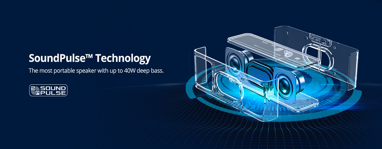 Tronsmart Element Mega SoundPulse™ Bluetooth Speaker with Powerful 40W Max Output 3D Digital Sound TWS Intuitive Touch Control - Black