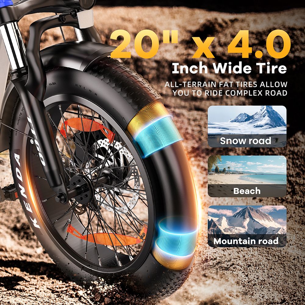 TTGO F6 Electric Bike, 250W Motor, 36V 25Ah Battery, 20*4 inch Tires, 25km/h Max Speed, 100km Max Range, Hydraulic Disc Brake, Front Shock Absorber, Torque Sensor, Shimano 7-speed, LCD Display - White