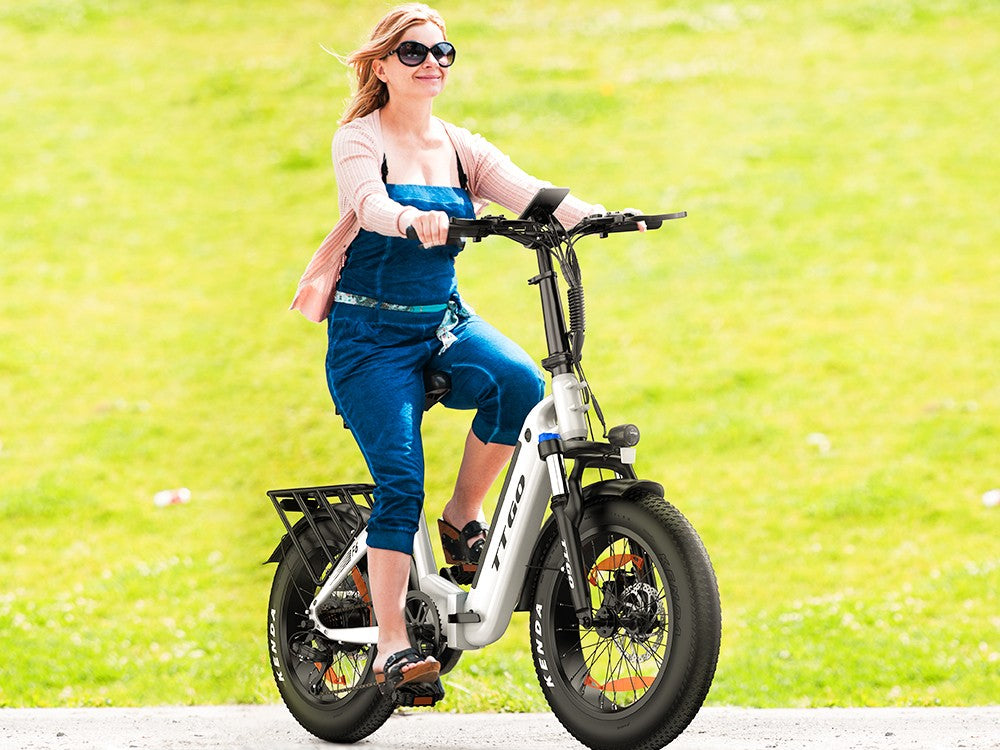 TTGO F6 Electric Bike, 250W Motor, 36V 25Ah Battery, 20*4 inch Tires, 25km/h Max Speed, 100km Max Range, Hydraulic Disc Brake, Front Shock Absorber, Torque Sensor, Shimano 7-speed, LCD Display - White