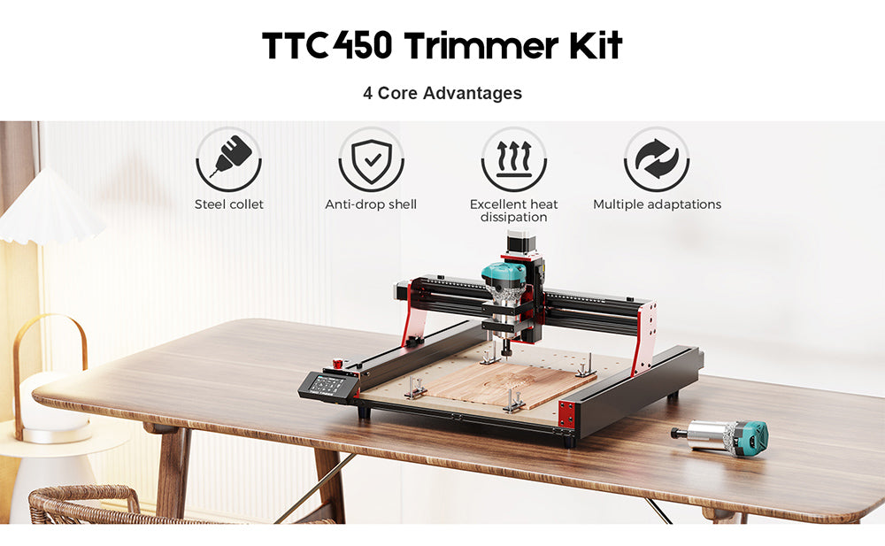 TWO TREES 800W 30000RPM Wood Trimmer Router, Six Speeds, for TTC450 Series