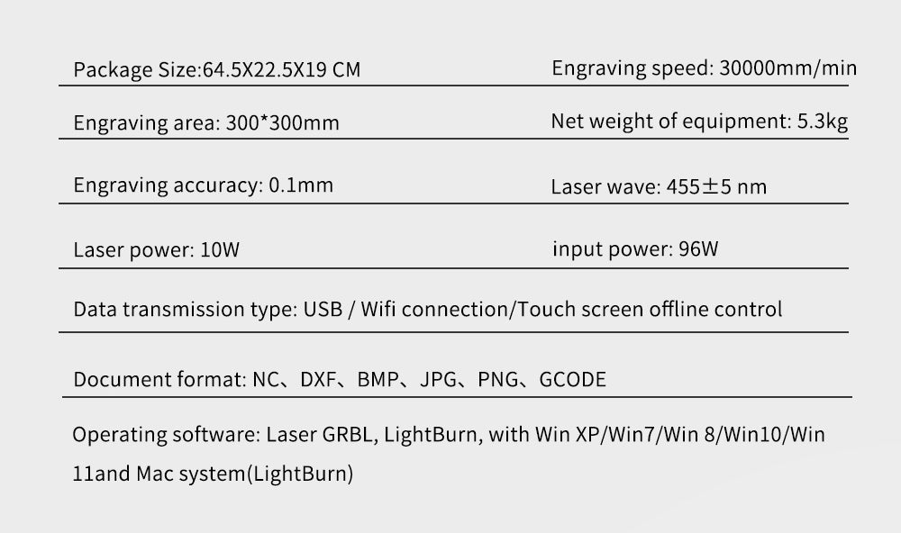 TWO TREES TTS-10 Pro 10W Laser Engraver Cutter, 30000mm/min Engraving Speed, 300x300mm, APP Connection, Remote Control