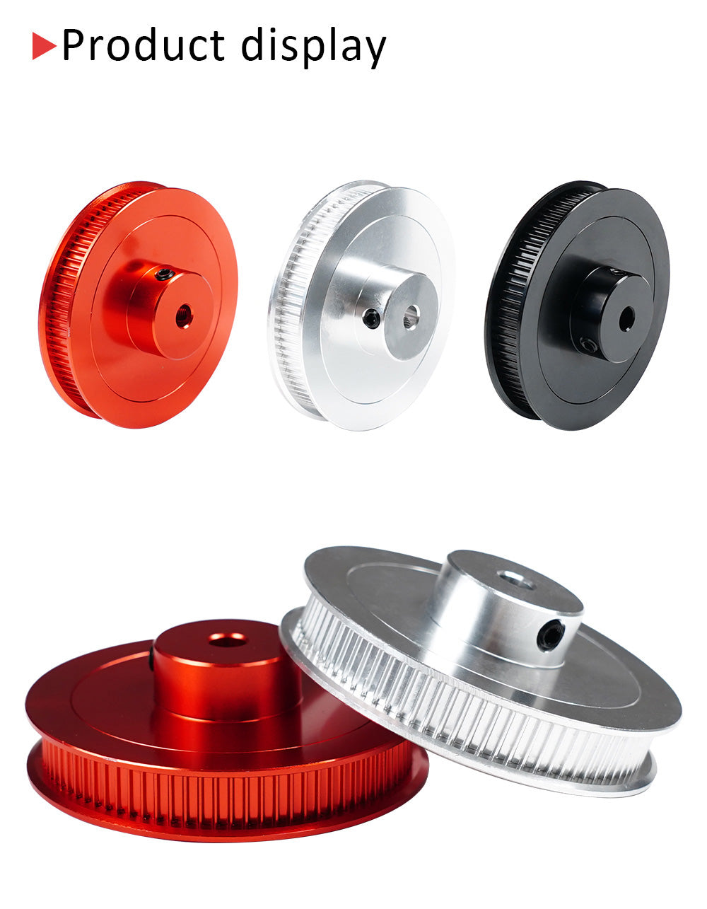 TWO TREES 3D Printer Parts VORON V2.4 80 Teeth GT2 Timing Pulley Bore 5mm Belt Width 6mm Aluminum Alloy Driving Wheel - Black