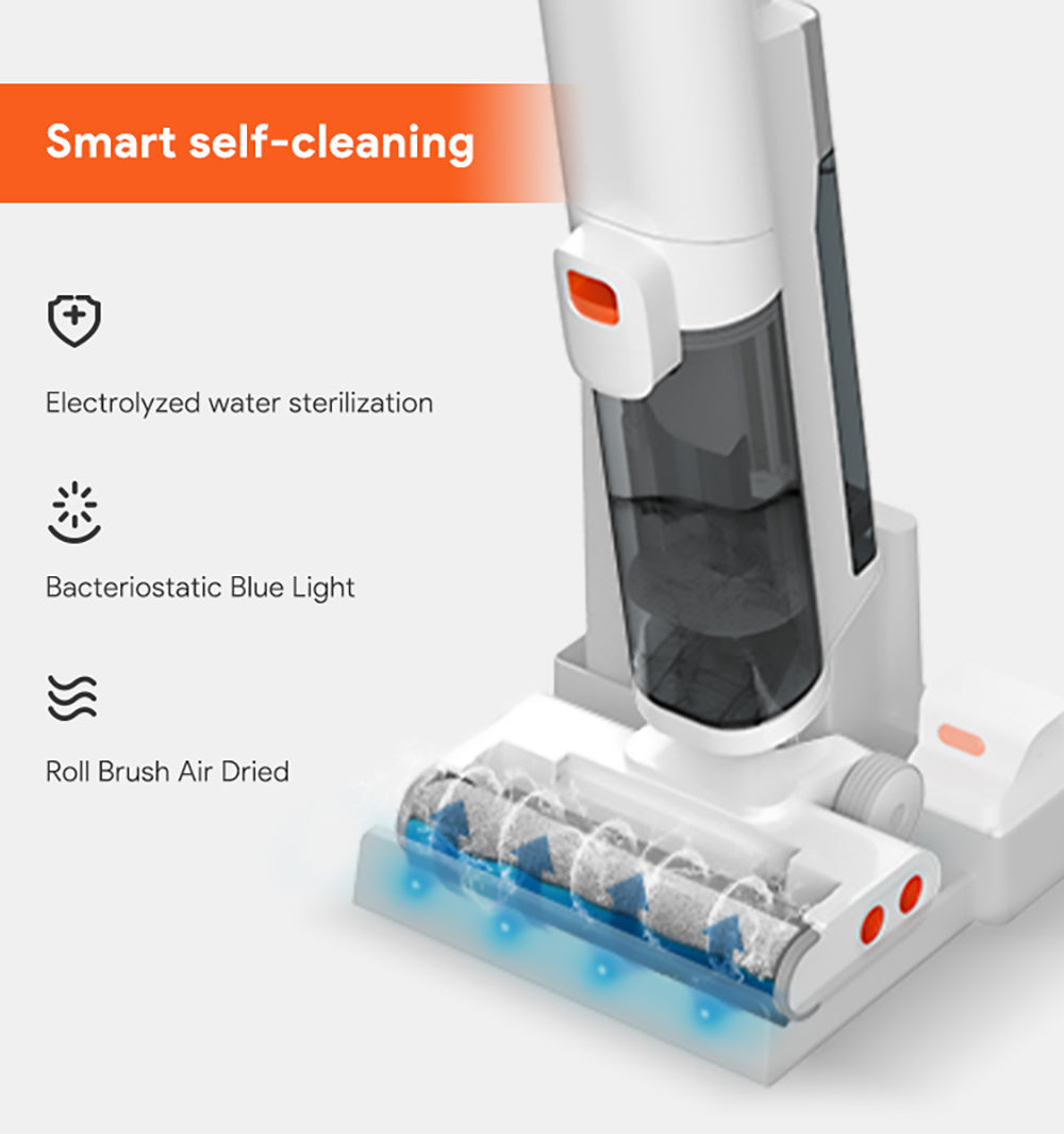 Ultenic AC1 Cordless Wet Dry Vacuum Cleaner, 15KPa Suction, 2L Water Tanks, Dual Edge Cleaning, 45min Runtime, Smart LED Display, APP Support, Voice Assistant - EU Plug