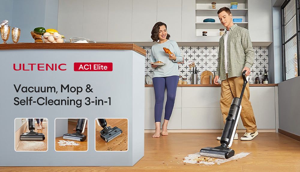 Ultenic AC1 Elite Cordless Vacuum And Mop with Self-Cleaning, Up to 50min Runtime, Smart Dirt Detection, 3 Cleaning Mode, LCD Display, Dual Tank, Self-propelled, Great for Hard Floors and Sticky Messes
