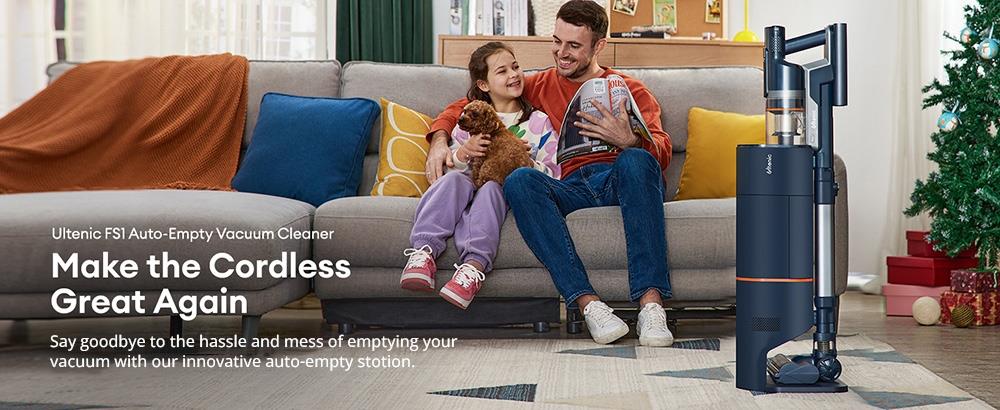 Ultenic FS1 Cordless Vacuum Cleaner with Auto-Empty Station, 30KPa Suction, 450W Motor, 4 Speed Modes, 5-Layer Filtration, Up to 60 Mins Runtime, Removable Battery, Touchscreen