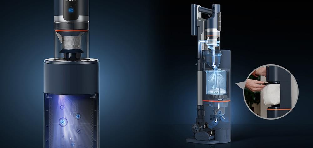 Ultenic FS1 Cordless Vacuum Cleaner with Auto-Empty Station, 30KPa Suction, 450W Motor, 4 Speed Modes, 5-Layer Filtration, Up to 60 Mins Runtime, Removable Battery, Touchscreen