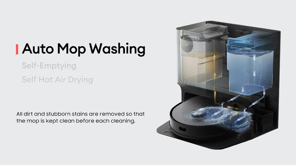 Ultenic MC1 Robot Vacuum Cleaner with Fully-Automatic Station, 5000Pa Suction, Dual-Rotating Mopping, Hot Air Drying, 3L Dustbag, 5200mAh Battery, Max 180 Mins Runtime, APP/Voice Control