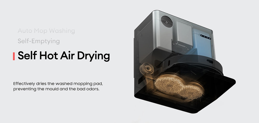 Ultenic MC1 Robot Vacuum Cleaner with Fully-Automatic Station, 5000Pa Suction, Dual-Rotating Mopping, Hot Air Drying, 3L Dustbag, 5200mAh Battery, Max 180 Mins Runtime, APP/Voice Control