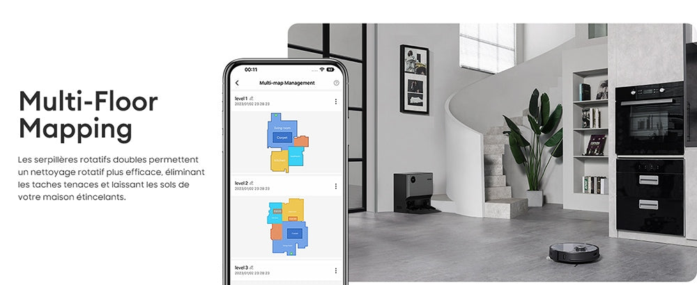 Ultenic MC1 Robot Vacuum Cleaner with Fully-Automatic Station, 5000Pa Suction, Dual-Rotating Mopping, Hot Air Drying, 3L Dustbag, 5200mAh Battery, Max 180 Mins Runtime, APP/Voice Control