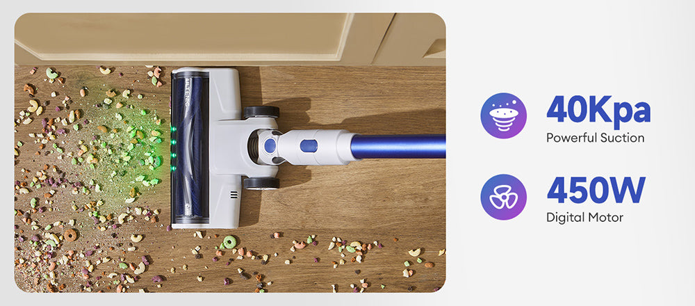 Ultenic U10 Ultra Cordless Vacuum Cleaner, 40kPa Suction, 450W Digital Motor, Self-standing, Telescopic Tube, 40min Runtime, Built-in Flashlight, 180° Swivel