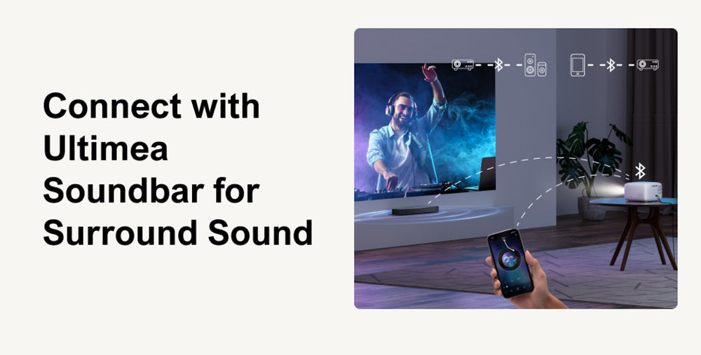 ULTIMEA Apollo P10 Portable Projector, 300 ANSI, 1080P Decoding, Native 720P, 2.4GHz/5GHz WiFi