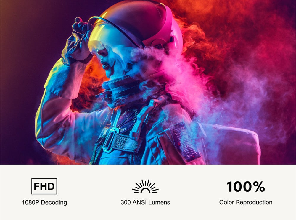 ULTIMEA Apollo P10 Portable Projector, 300 ANSI, 1080P Decoding, Native 720P, 2.4GHz/5GHz WiFi