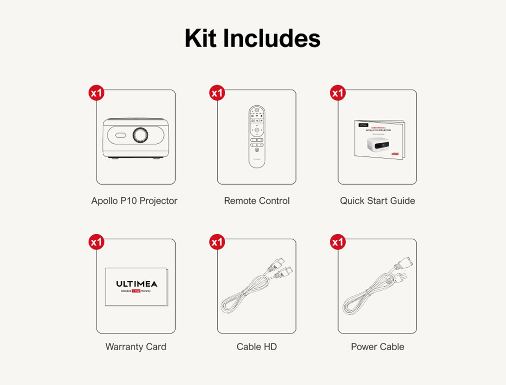 ULTIMEA Apollo P10 Portable Projector, 300 ANSI, 1080P Decoding, Native 720P, 2.4GHz/5GHz WiFi