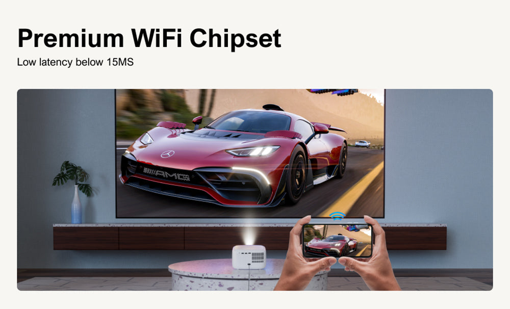 ULTIMEA Apollo P10 Portable Projector, 300 ANSI, 1080P Decoding, Native 720P, 2.4GHz/5GHz WiFi