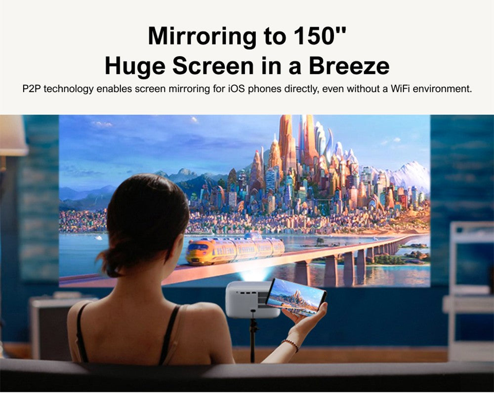 ULTIMEA Apollo P10 Portable Projector, 300 ANSI, 1080P Decoding, Native 720P, 2.4GHz/5GHz WiFi