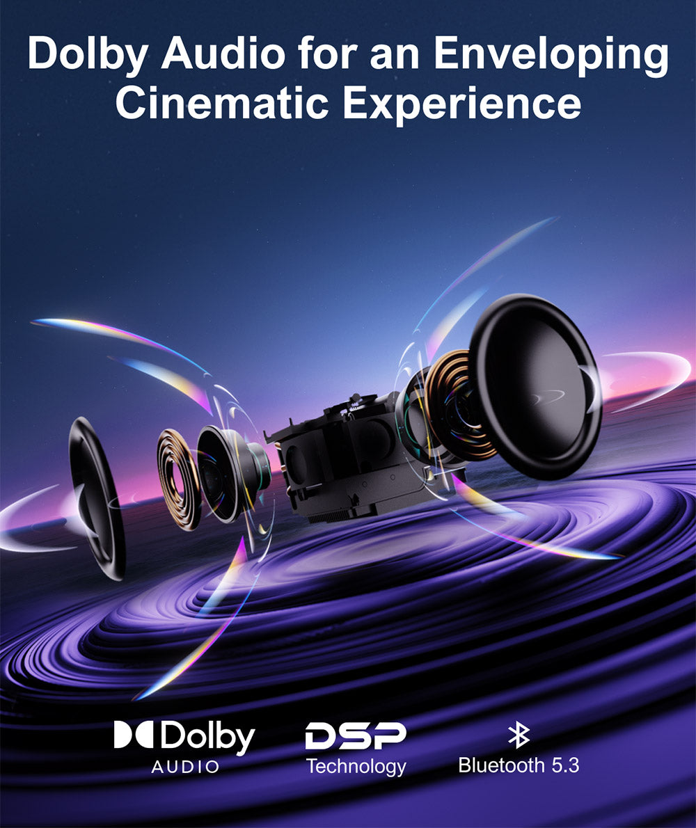 Ultimea Apollo P50 Projector, 800 ANSI Lumens, Native 1080P, Dolby Audio, Auto Screen Adaptation & Object Avoidance, WiFi 6, Bluetooth 5.3