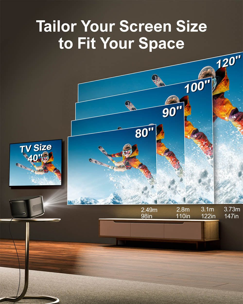 Ultimea Apollo P50 Projector, 800 ANSI Lumens, Native 1080P, Dolby Audio, Auto Screen Adaptation & Object Avoidance, WiFi 6, Bluetooth 5.3