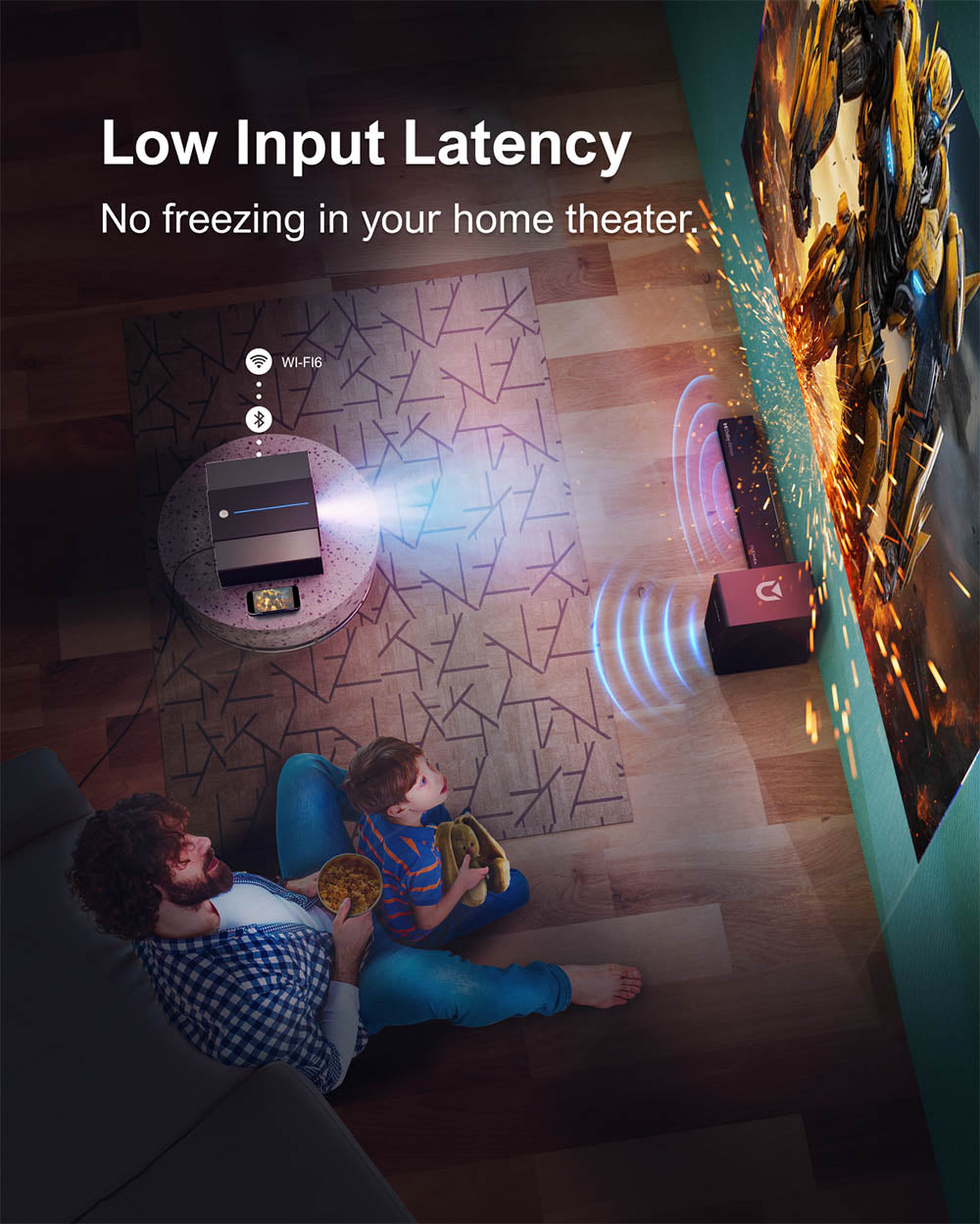 Ultimea Apollo P60 Projector, 900 ANSI Lumens, Native 1080P, 4K Supported, Auto Focus & 6D Auto-keystones, Bluetooth 5.3