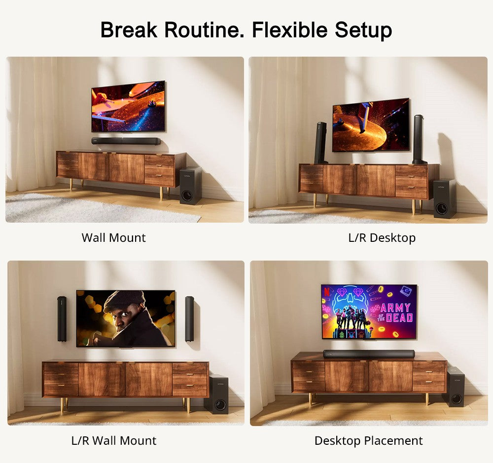 Ultimea Apollo S50 4.1ch Detachable Soundbar with Subwoofer, Bluetooth 5.3, Adjustable Bass Level, 3 EQ Modes