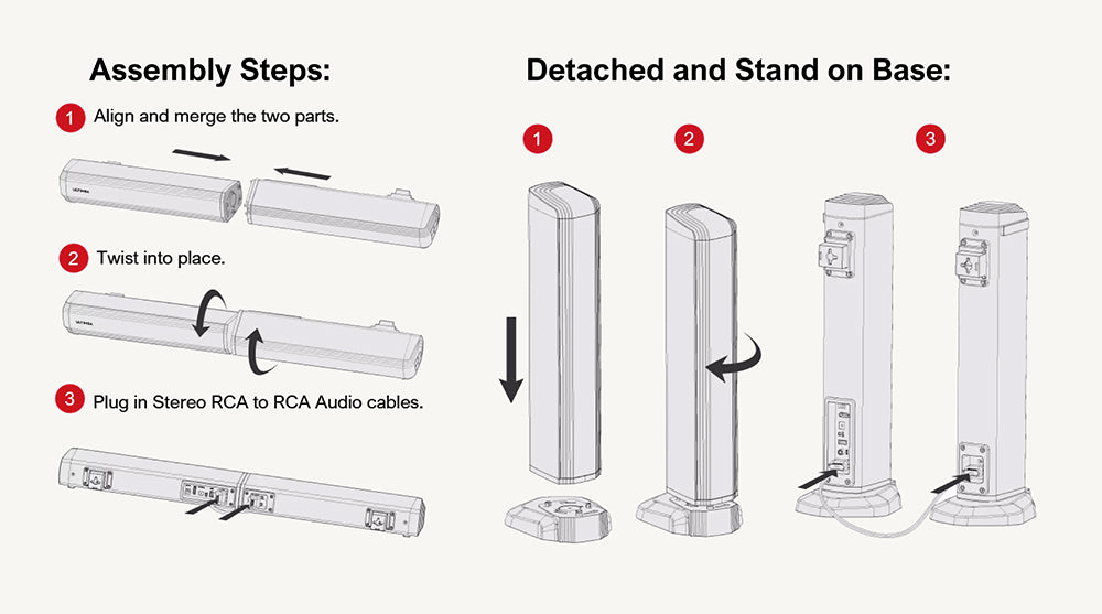 Ultimea Apollo S50 4.1ch Detachable Soundbar with Subwoofer, Bluetooth 5.3, Adjustable Bass Level, 3 EQ Modes