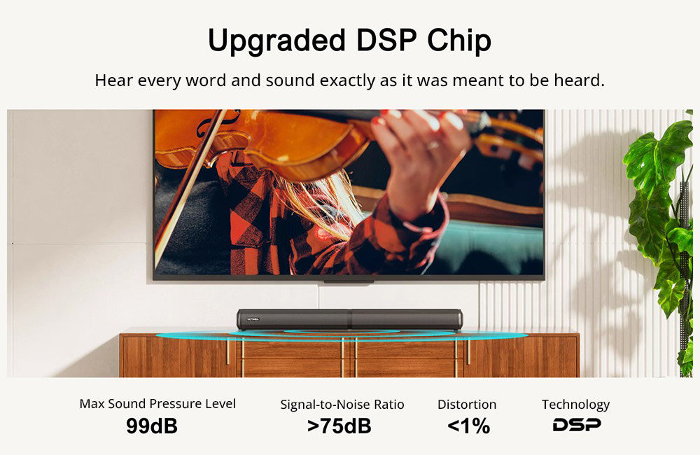 Ultimea Apollo S50 4.1ch Detachable Soundbar with Subwoofer, Bluetooth 5.3, Adjustable Bass Level, 3 EQ Modes
