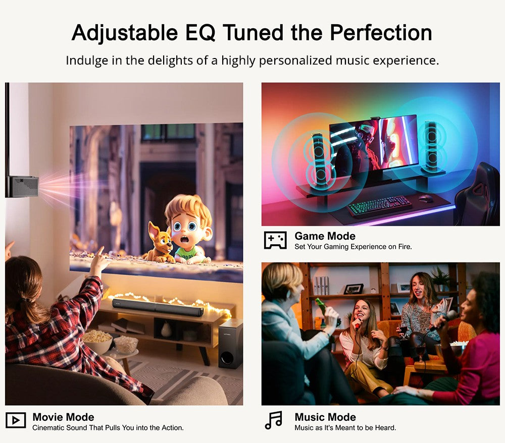 Ultimea Apollo S50 4.1ch Detachable Soundbar with Subwoofer, Bluetooth 5.3, Adjustable Bass Level, 3 EQ Modes