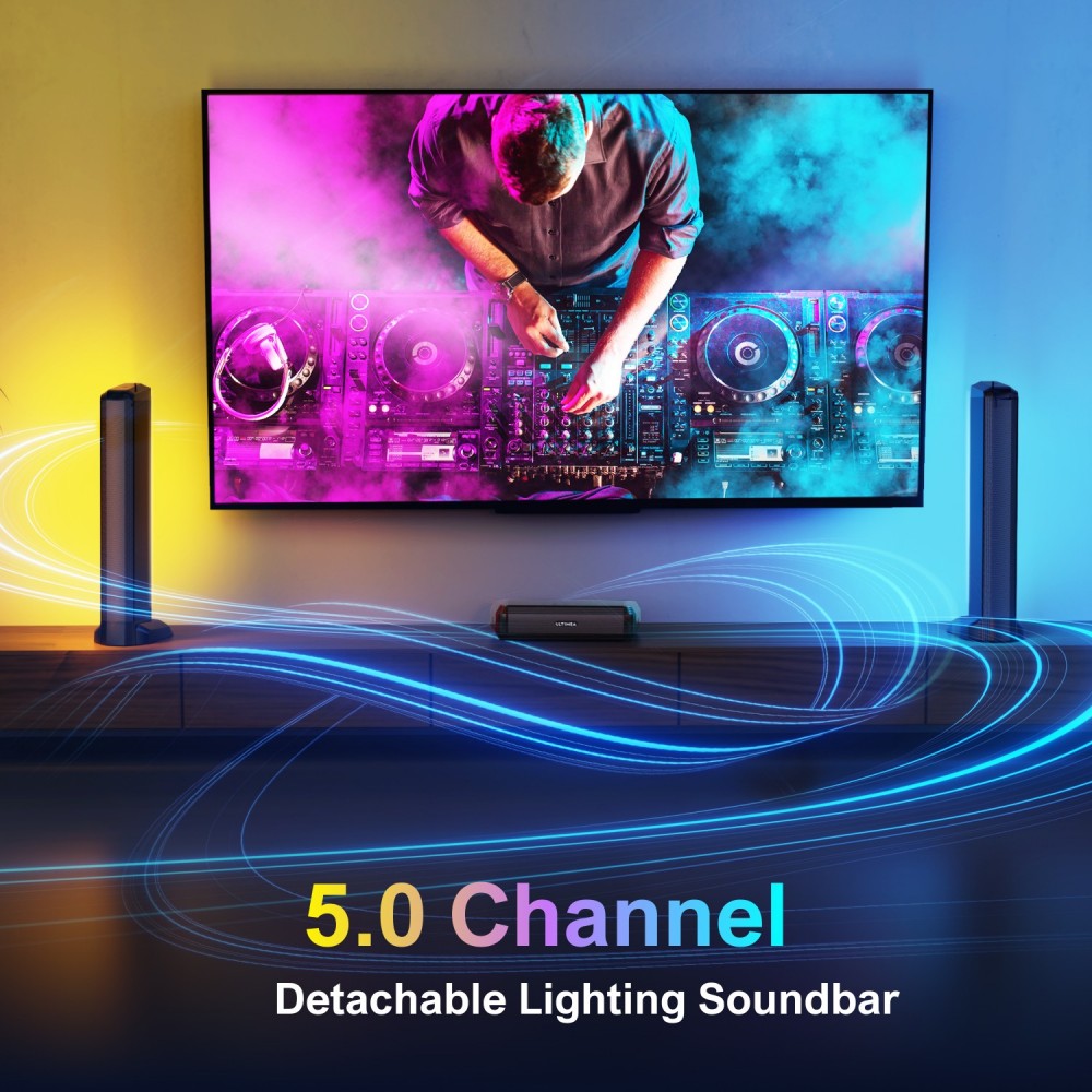 Apollo S70 Lighting Soundbar with 5.0 Channel, Detachable design, APP control, Dynamic RGB Light, 121 preset EQ matrices