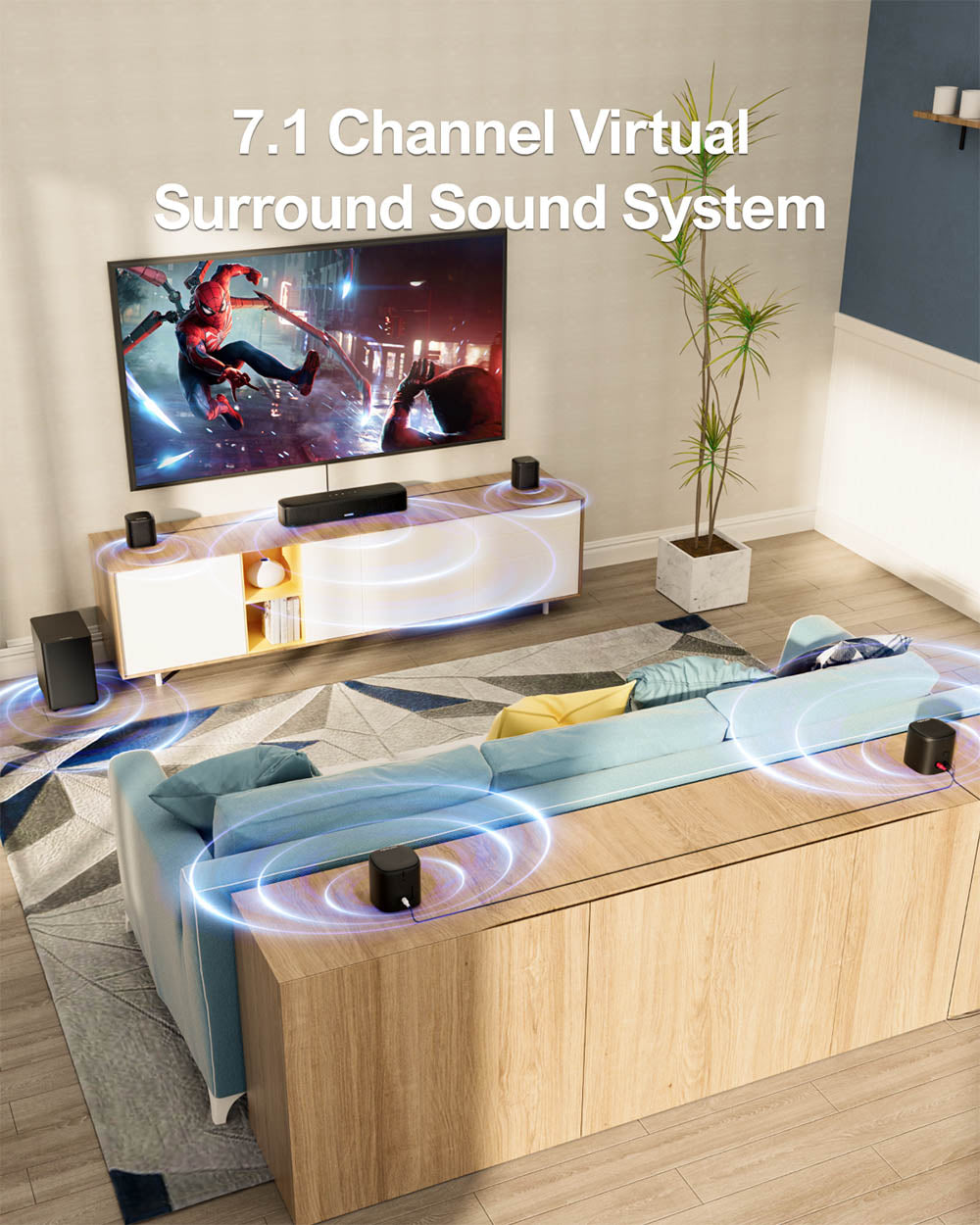 Ultimea Aura A40 Soundbar Subwoofer Speaker Kit, 7.1 Channel, App Control, 10 Bands Equalizer Settings, 121 Preset EQ Matrices, Bluetooth 5.3, 330W Peak Power